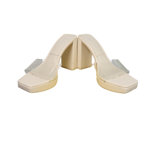 ZARA cream faux leather platform sandal heel clear vinyl strap 40 - Picture 3 of 7
